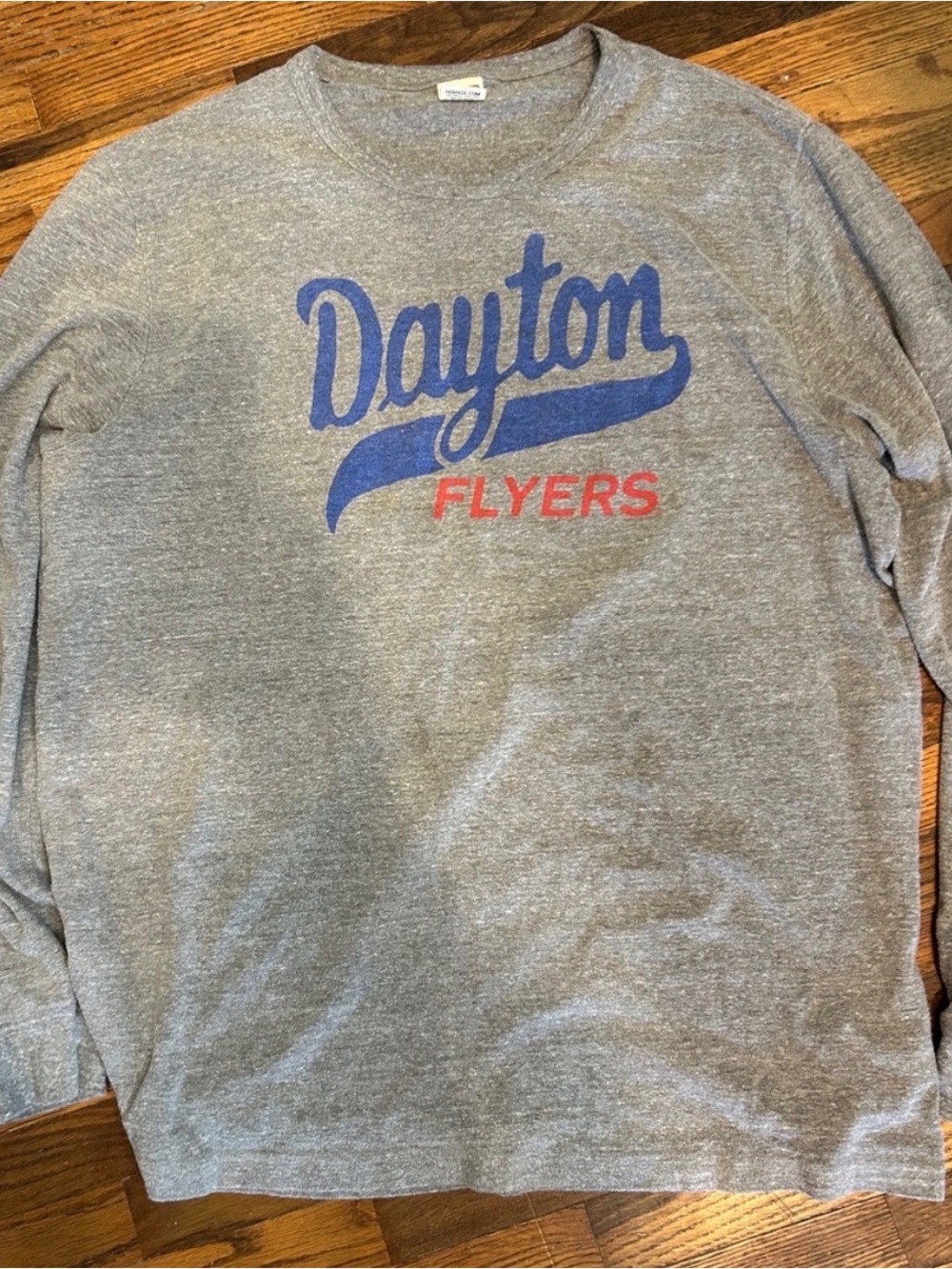 HOMAGE Gray Crewneck with Blue Dayton Script and Red Flyers